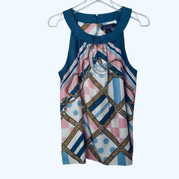 Vineyard Vines for Kentucky Derby Silk Halter Neck Sleeveless Top Size 8 - Picture 3 of 8